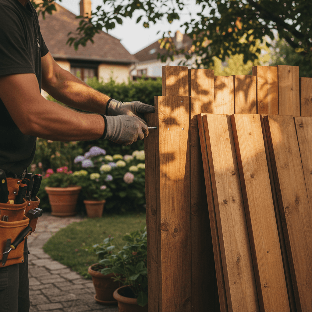 Outdoor DIY project - wooden fence installation