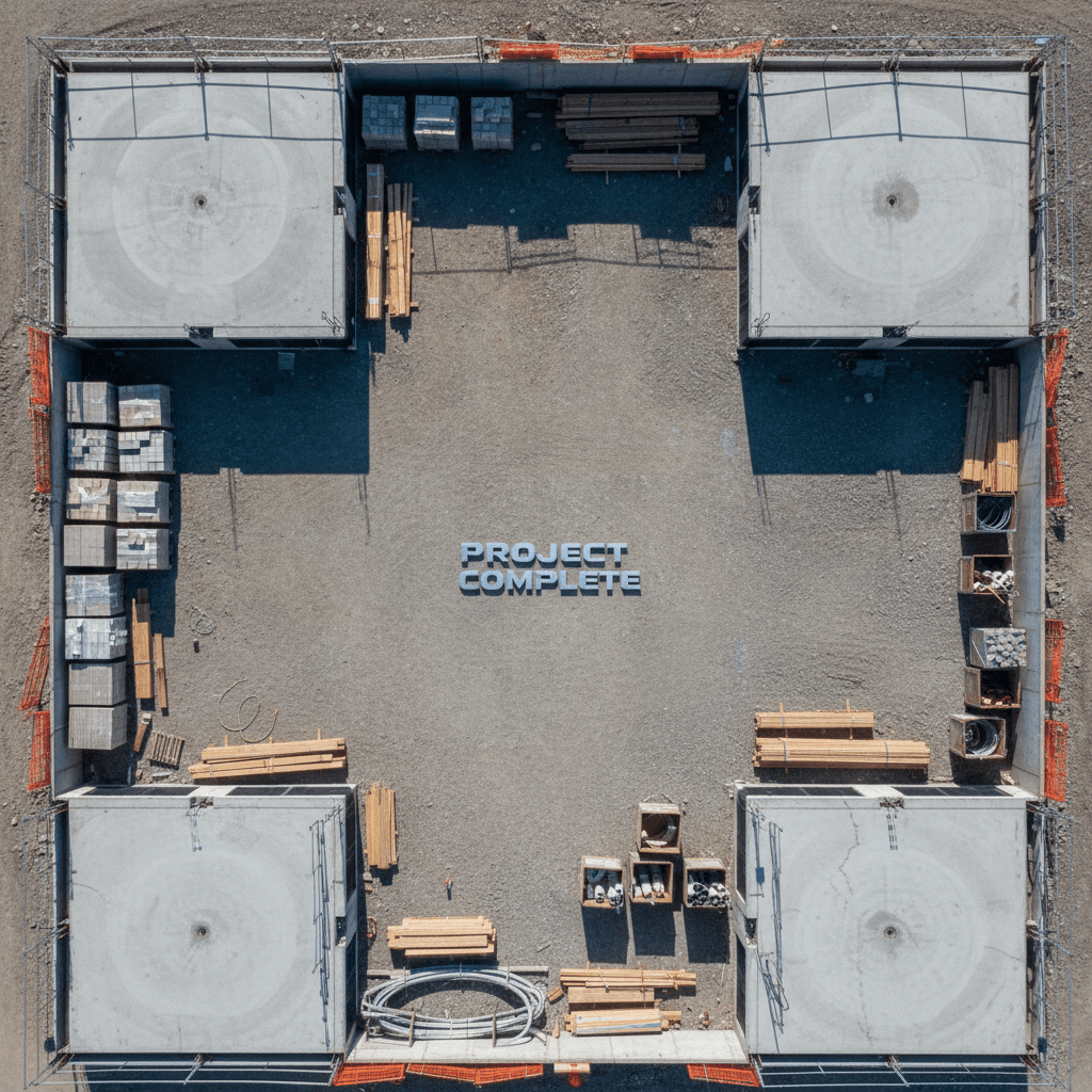 New building exterior after post-construction cleanup