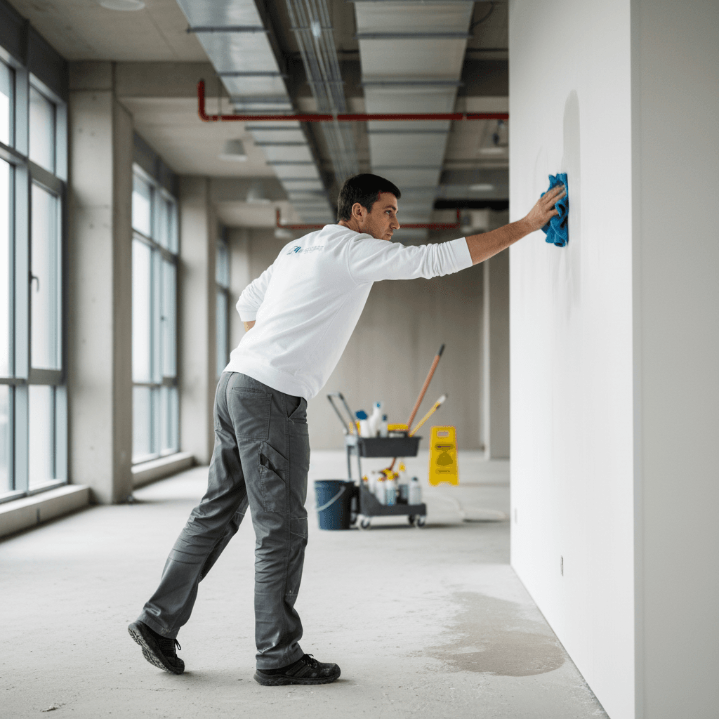 Post-construction cleaning of new building