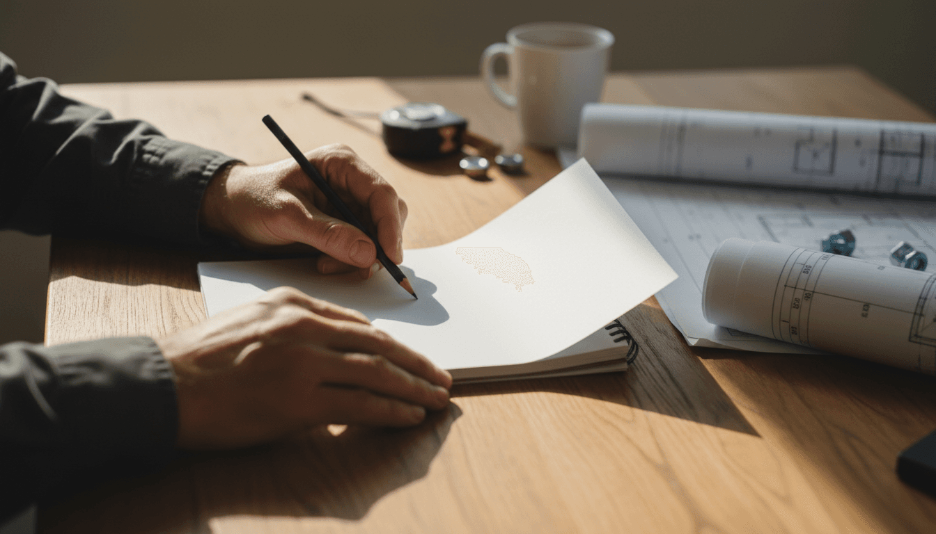 Hands preparing to take notes on a project plan